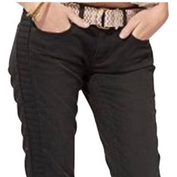 Maje Paris Skinny Quilted Mid-Rise Biker Jeans Black 40 - Picture 9 of 10